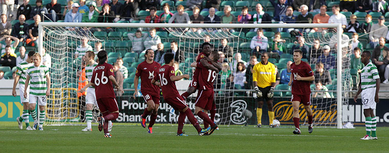 Europa League: Rubin Kazan's Obafemi Martins celebrates after scoring at Shamrock Rovers