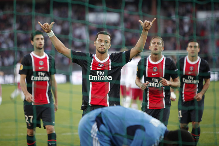Europa League: PSG's Nene celebrates after scoring against FC Salzburg