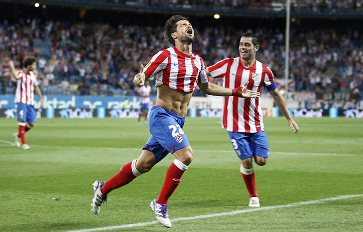 Europa League: Atletico Madrid's Diego Ribas Da Cunha celebrates after scoring 