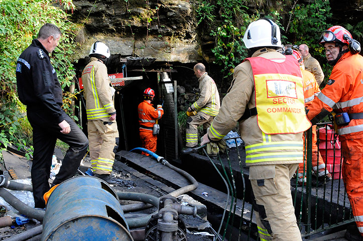 Wales miners: Emergency services crews working outside the Tareni Gleision coal mine