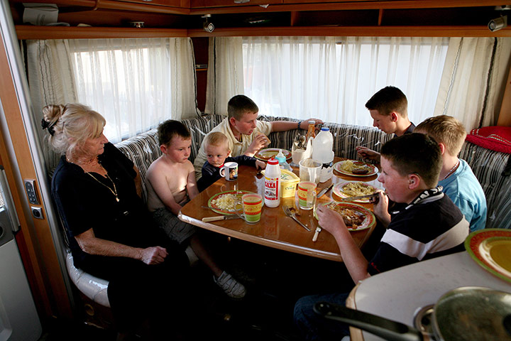 Dale Farm: Mary Flynn photographed with her grandchildren
