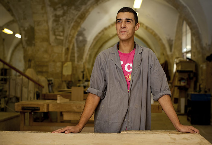 Levene West Bank: Moaz Dabbagh, from East Jerusalem, at the Al Itam vocational school