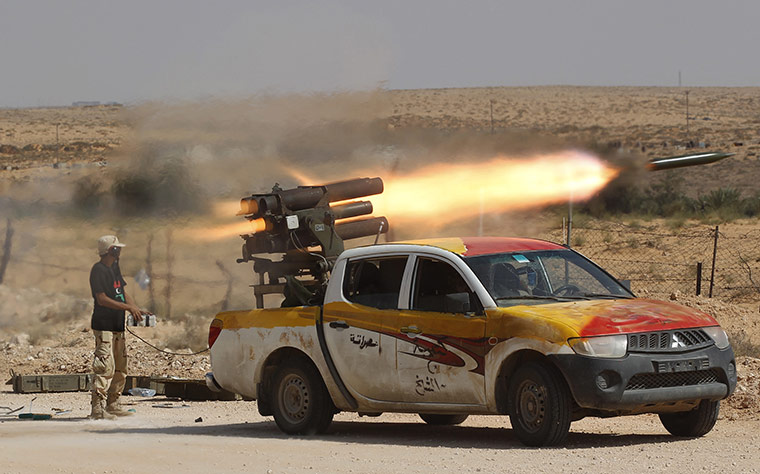 Sirte: multiple-rocket launcher near Sirte