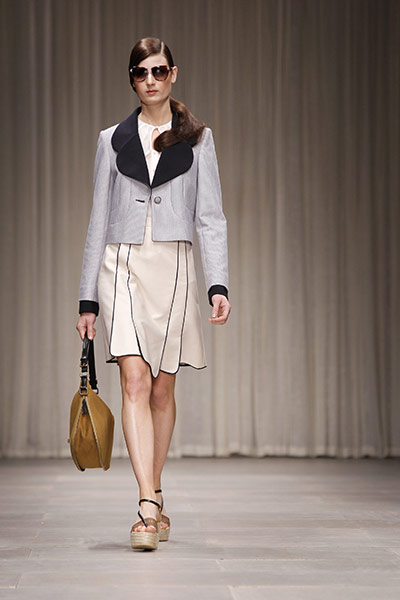 London Fashion: Models present outfits by designer Jaeger London