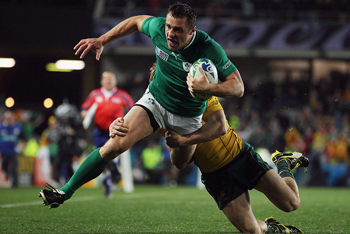 Australia v Ireland: Tommy Bowe is tacked 10 metres from the line by James O'Connor