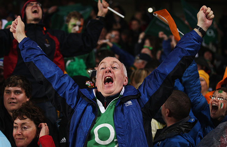 Australia v Ireland: Ireland fan celebrates the victory over Australia