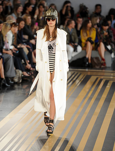 London Fashion week : A model on the runway at Topshop Unique's Spring/Summer 2012 fashion show 