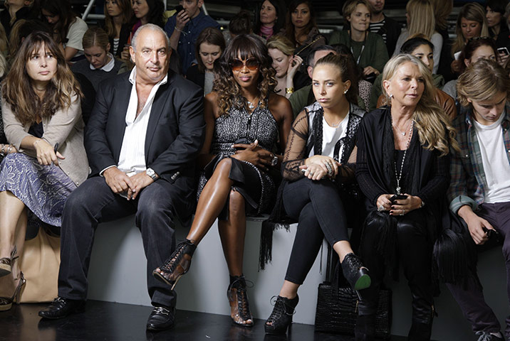 London Fashion week : Philip Green, Naomi Campbell, Chloe Green and Tina Green at Topshop Unique