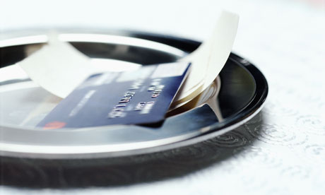 A restaurant tips tray