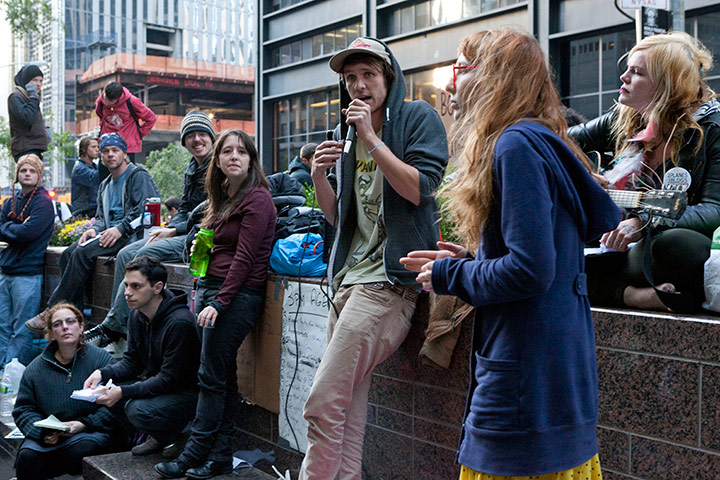 Wall Street protest: Protestor speaks to crowd in New York