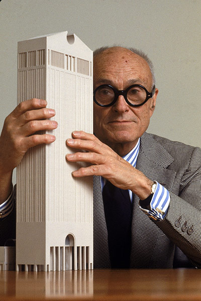 Architecture: Portrait Of Johnson With Model Of AT&T Building