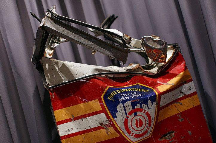 September 11 exhibition: A door from a firetruck that was crushed