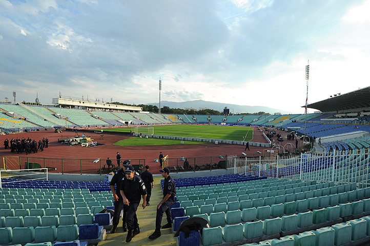 Bulgaria v England: Security staff at the Vasil Levski Stadium 