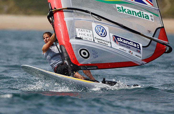 Team GB 2012 Sailors: Bryony Shaw in a Womens RS-X class race at the Weymouth & Portland Regatta