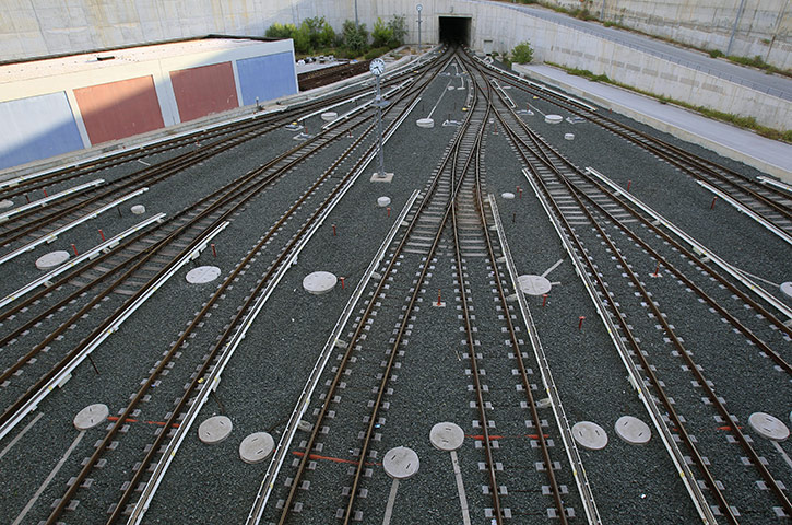 Strike in Greece: Empty metro lines outside a depot in Athens