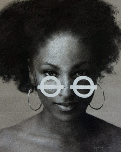 London Lives: Sally Jane Fuerst's charcoal and chalk artwork, called Travel Mug