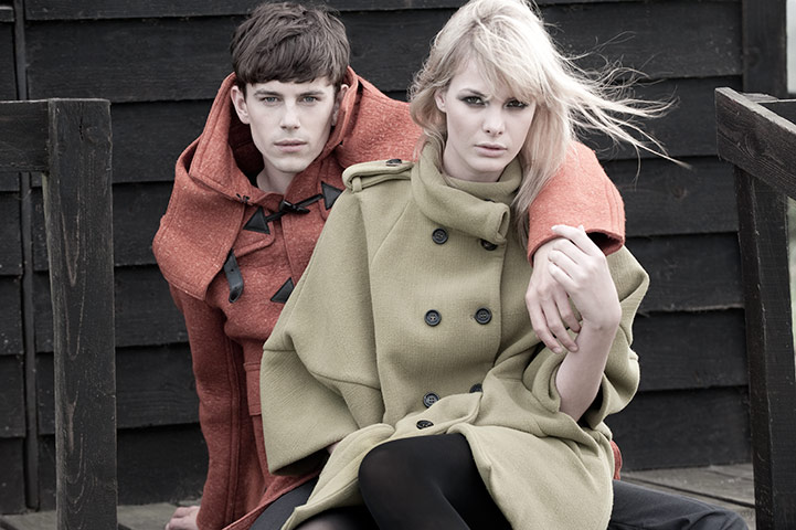 Key looks: orange duffle coat