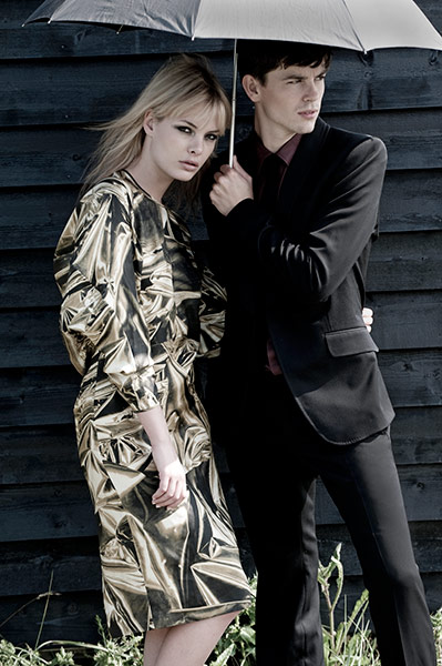 Key looks: liquid-gold print dress