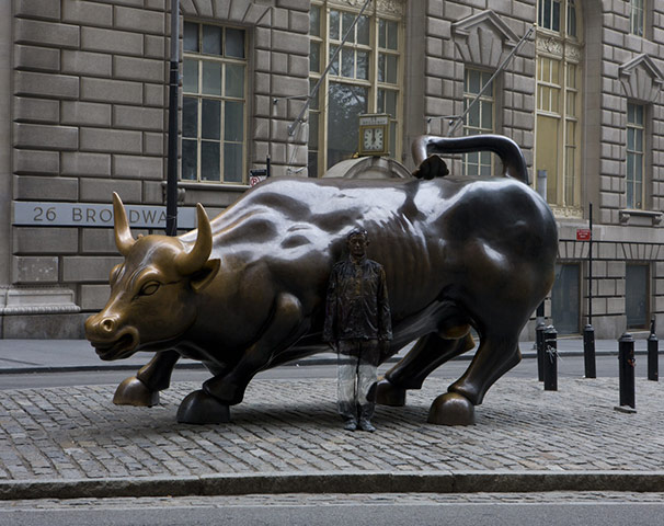 Wall Street Bull by Liu Bolin