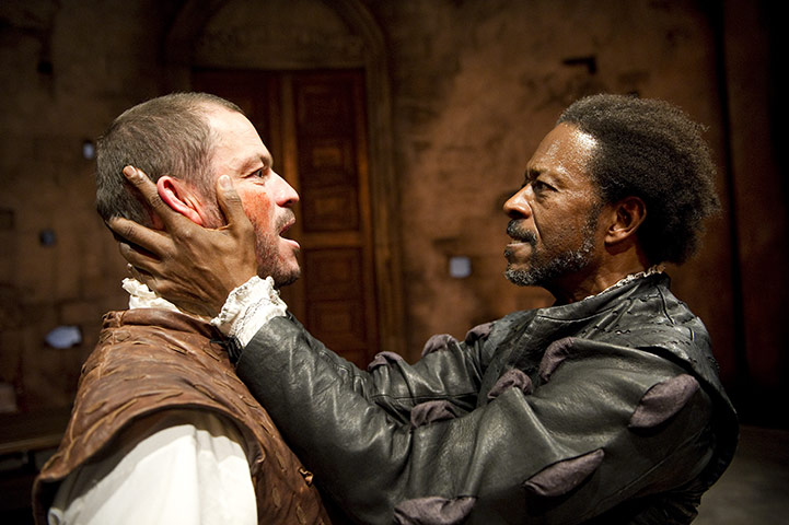Theatre: Dominic West (Iago) and Clarke Peters (Othello) in Othello