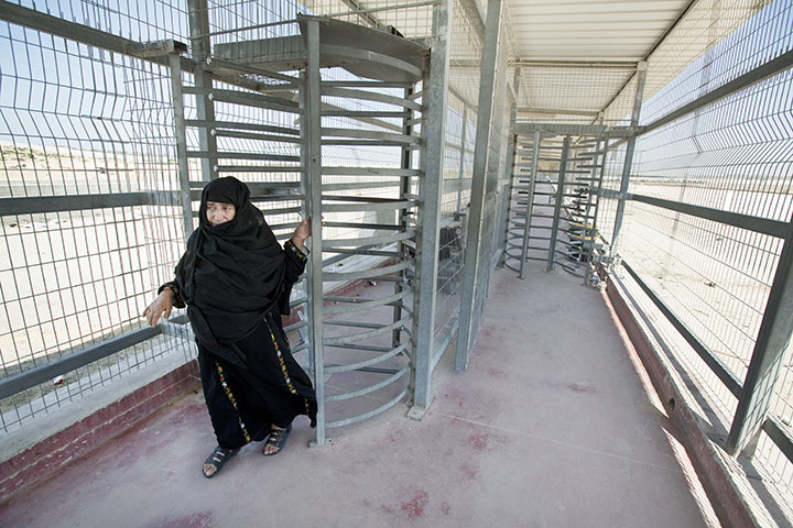 Palestinian Lives: The long walkway at the Erez border crossing between Israel and Gaza