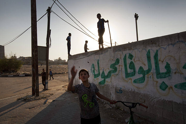 Palestinian Lives: Boys play in the Az Zurqa neighbourhood of Gaza City