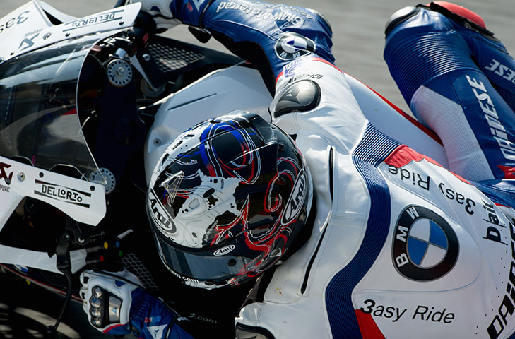 Pix of the week: BMW Motorrad Motorsport's Leon Haslam leans into a bend during practice