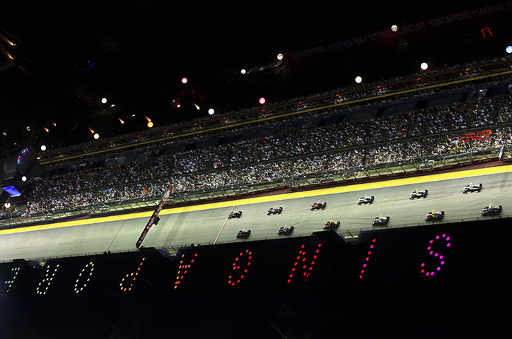 Singapore Grand Prix: Cars line up on the starting grid at the Singapore Grand Prix