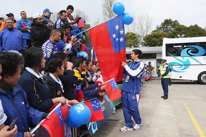 Fiji v Samoa: Samoa's Paul Williams signs his autograph for fans 