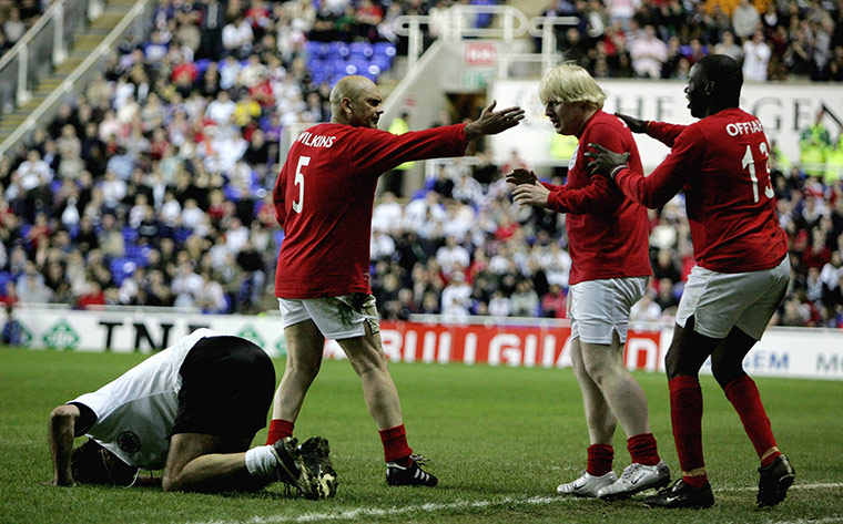 MP's playing football: 2006 Boris Johnson during the Legends match between England and Germany