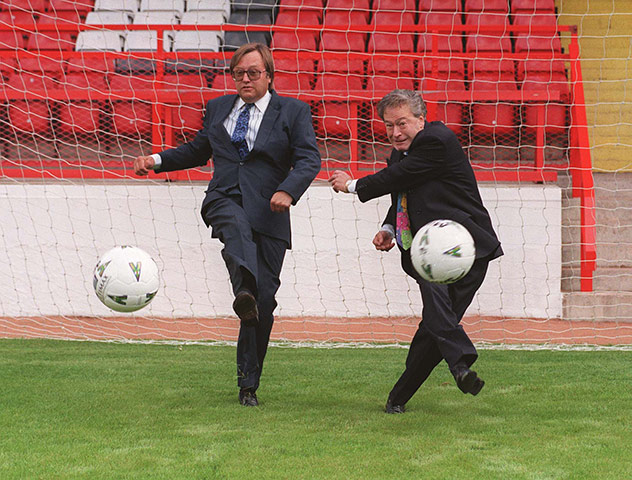 MP's playing football: 1997 Tony Banks and David Mellor at Charlton Athletic 