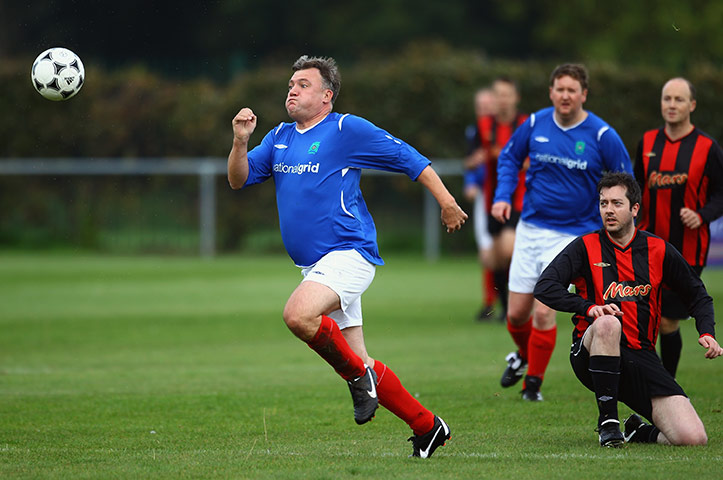 MP's playing football: Ed Balls at Labour MP's v Press Lobby Party Conference football match