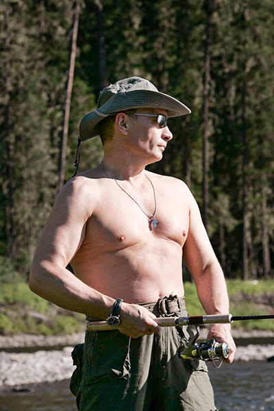 Vladimir Putin Gallery: 2007. Yenisei River, Russia: President Vladimir Putin enjoys fishing