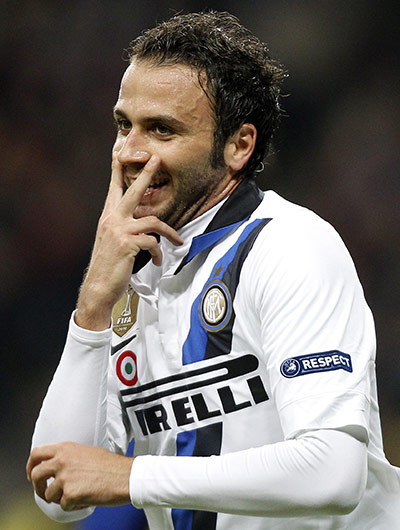 Champions League Tuesday: Pazzini celebrates after putting Inter Milan 2-0 up agianst CSKA Moscow