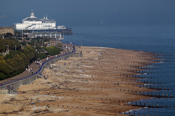 Hot weather in the UK: Enjoying the warm weather on Eastbourne beach