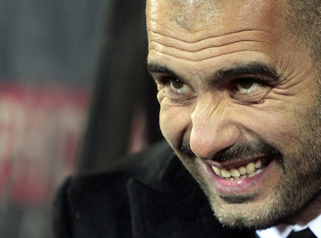 Champions League Wed: Barcelona's coach Pep Guardiola before their match against Bate Borisov