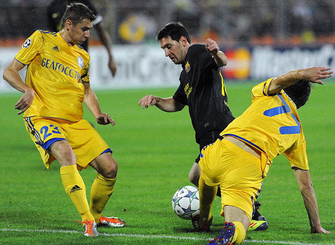 Champions League Wed: Barcelona's Lionel Messi against Bate's Filipp Rudik & Edgar Olekhnovich