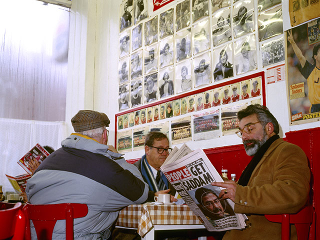 Homes of Football: Fans in a cafe near Highbury