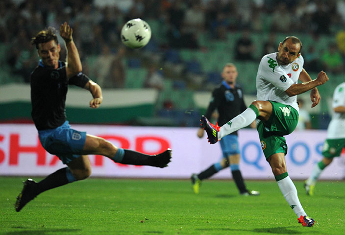 Bulgaria v England: Martin Petrov tries his luck from distance but his shot is blocked