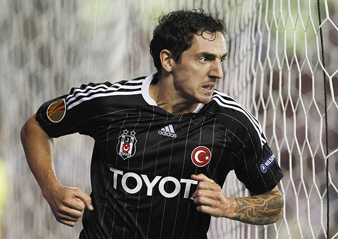 Europa League: Besiktas's Roberto Hilbert celebrates scoring against Stoke City