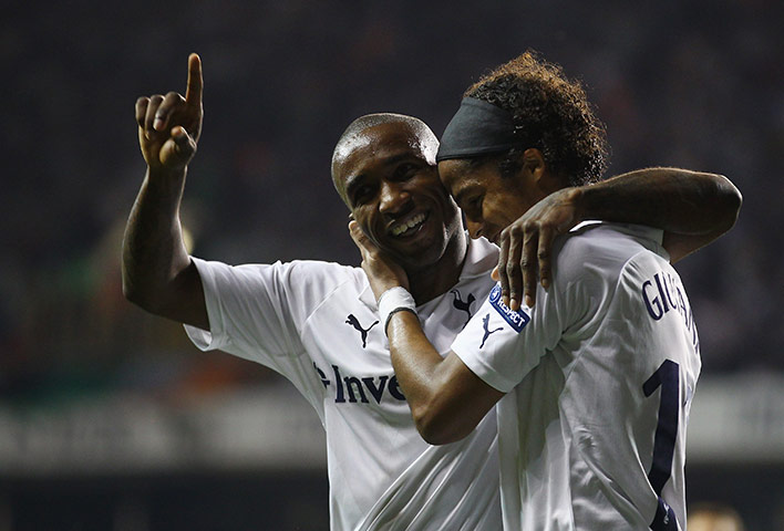 Europa League: Jermain Defoe celebrates with Giovani dos Santos 
