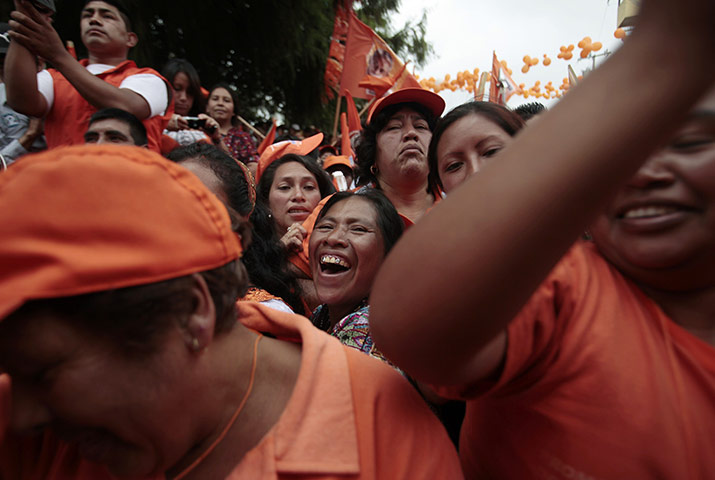24 hours: Solola, Guatemala: Supporters of Otto Perez Molina at a rally 
