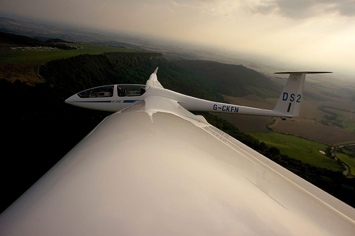 24 hours: Thirsk, England: A glider mid air over the Yorkshire Gliding Club