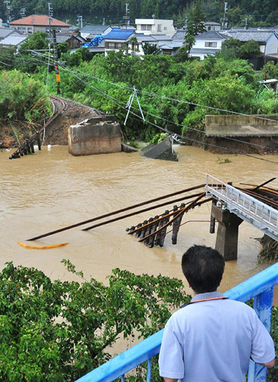 Typhoon Talas: railway washed away