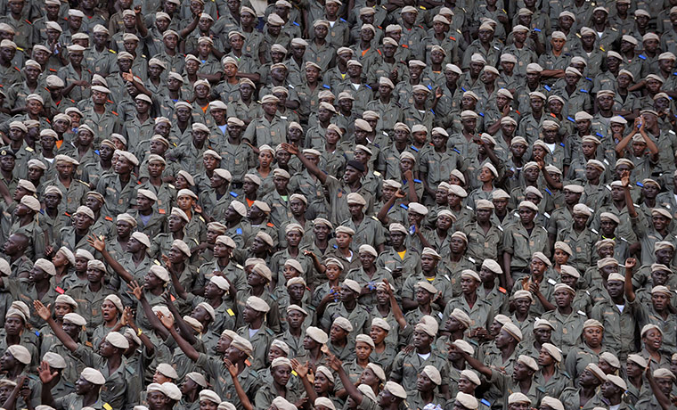 24 hours: Niamey, Niger: Nigerian soldiers at the African Cup of Nations 2012 match 