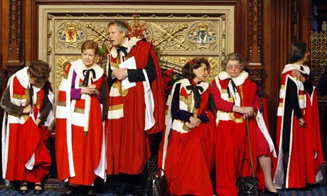 Members of the House of Lords wait in th