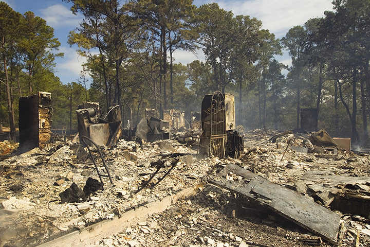 Texas Wildfires: The remains of a house on Mauna Kea Lane in Bastrop, Texas