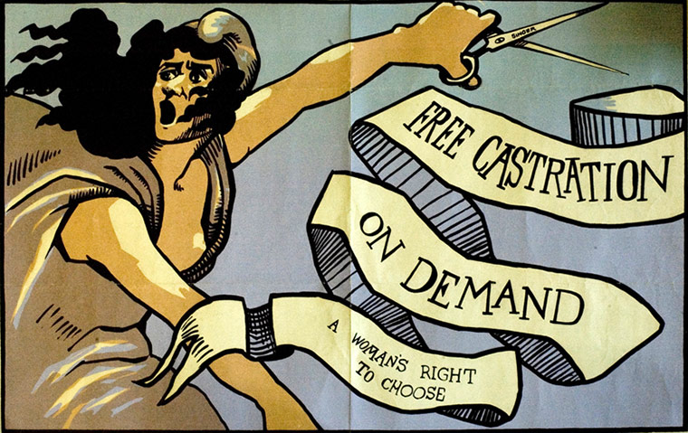 Working Class library: Free Castration On Demand poster from the 1970s