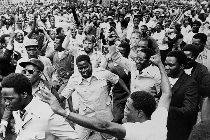 Robert Mugabe: 1980: Robert Mugabe, leader of the ZANU-PF emerges from exile 