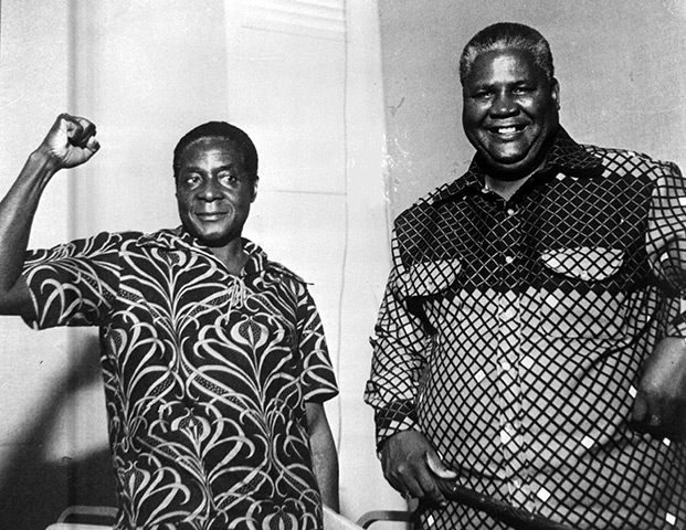 Robert Mugabe: October 1976: Robert Mugabe with Zimbabwe Opposition leader Joshua Nkomo